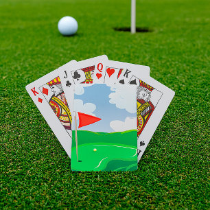 Baraja De Cartas Green de Golf con Bandera Roja y Bola
