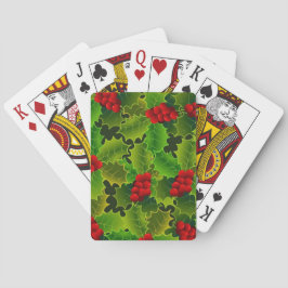 Baraja De Cartas Green Holly with Red Berries