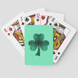 Baraja De Cartas Green Sparkles Shamrock St. Patrick' Day turquesa