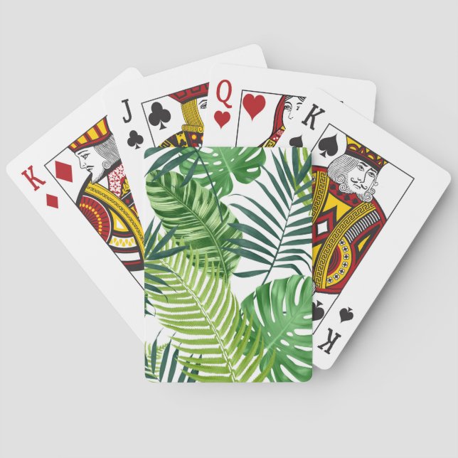 Baraja De Cartas Green Tropical Leaves (Reverso)