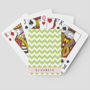 Baraja De Cartas Green Zigzag, Green Chevron, Tu Nombre