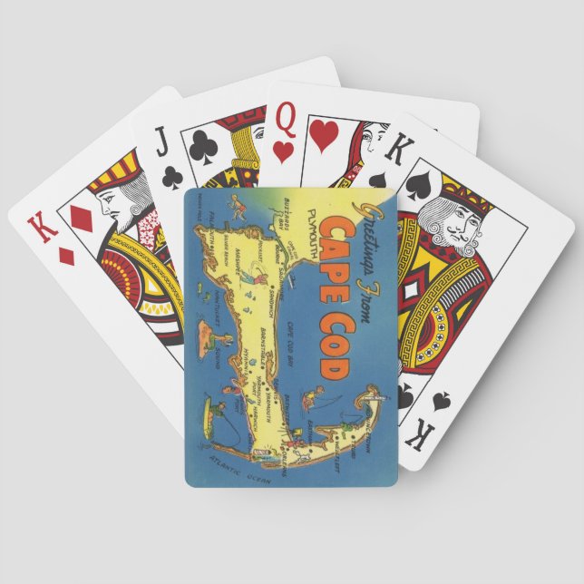 Baraja De Cartas Greetings From Cape Cod Map Ploaying Cards (Reverso)