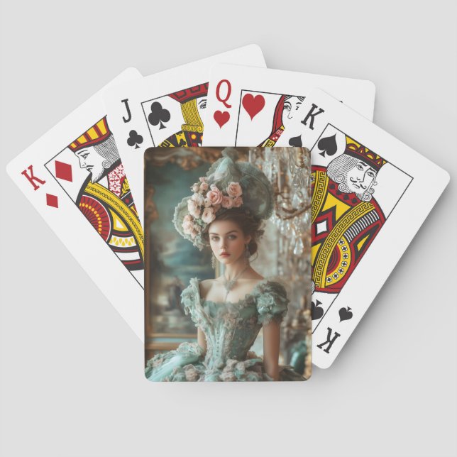 Baraja De Cartas Greta en tarjetas de juego verdes (Reverso)