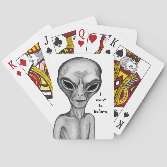 Baraja De Cartas Grey Alien , quiero creer (Reverso)