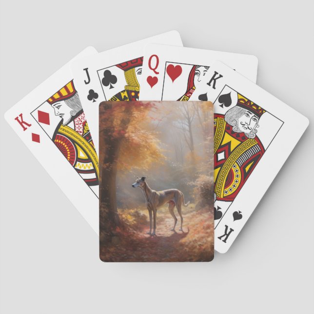 Baraja De Cartas Greyhound en otoño se inspira en las hojas de otoñ (Reverso)