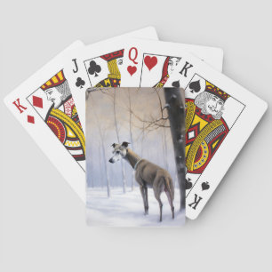 Baraja De Cartas Greyhound italiano deja que nieve Navidades