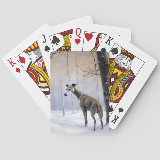Baraja De Cartas Greyhound italiano deja que nieve Navidades (Reverso)