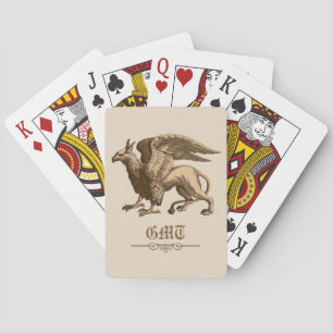 Baraja De Cartas Griffin clásico marrón y beige - bestia legendaria
