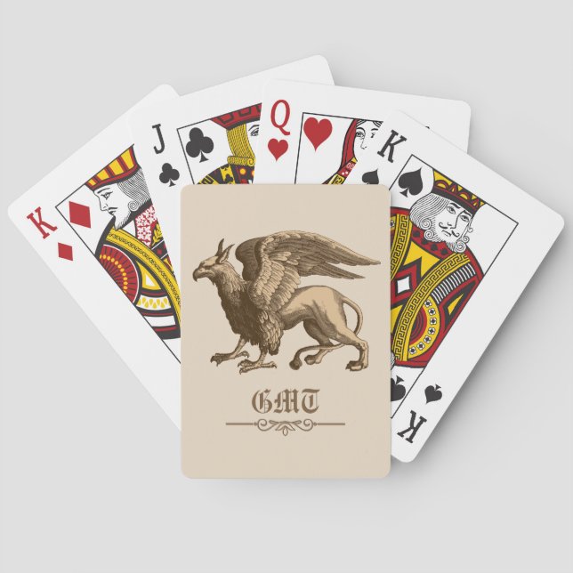 Baraja De Cartas Griffin clásico marrón y beige - bestia legendaria (Reverso)