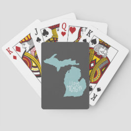 Baraja De Cartas Gris azul me encanta Michigan Silhouette