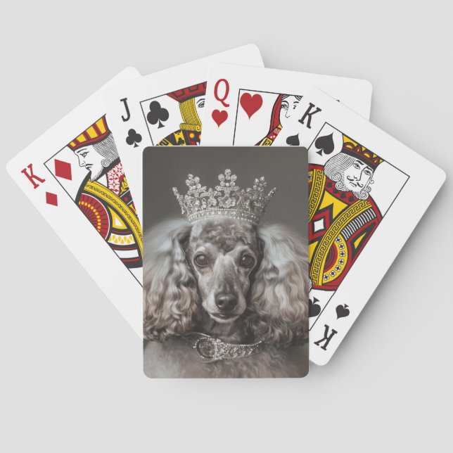 Baraja De Cartas Gris Poodle vestido de princesa (Reverso)