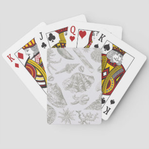 Baraja De Cartas Gris suave de salvia con caparazón de concha esboz
