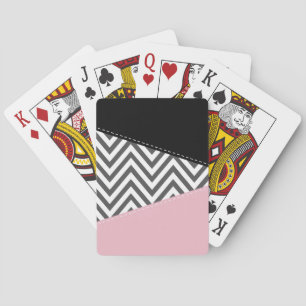 Baraja De Cartas Gris Zigzag, Gris Chevron, Zigzag Pattern, Rosa