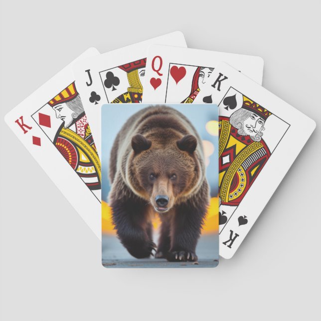 Baraja De Cartas Grizzly Con Animales De Vida Silvestre En La Calle (Reverso)