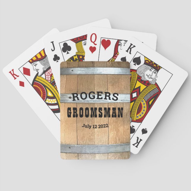 Baraja De Cartas Groomsman bourbon Barrel ruso personalizado (Reverso)