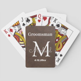 Baraja De Cartas groomsman personalizado, como el cuero