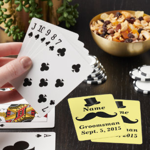 Baraja De Cartas Groomsman Top Hat Mustache Nombre personalizado y 