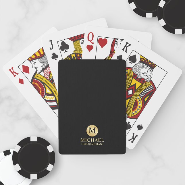 Baraja De Cartas Groomsmen Masculino Blanco y Oro Personalizado Pl (Subido por el creador)