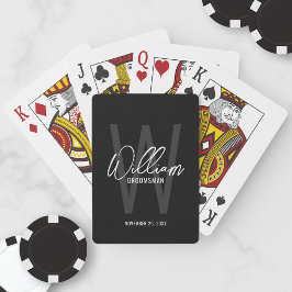 Baraja De Cartas Groomsmen personalizado de escritura moderna negra