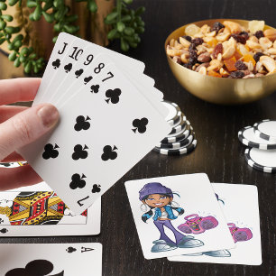 Baraja De Cartas Groovy Chica Con Un Estéreo