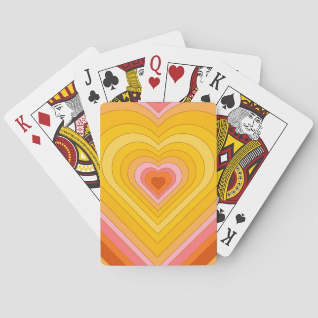 Baraja De Cartas Groovy Retro Layered Heart (Reverso)
