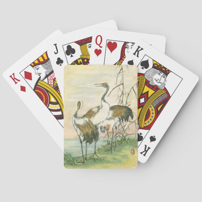 Baraja De Cartas Grúas orientales por el agua (Reverso)