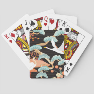 Baraja De Cartas Grullas, garzas: Patrón de pájaros japoneses.