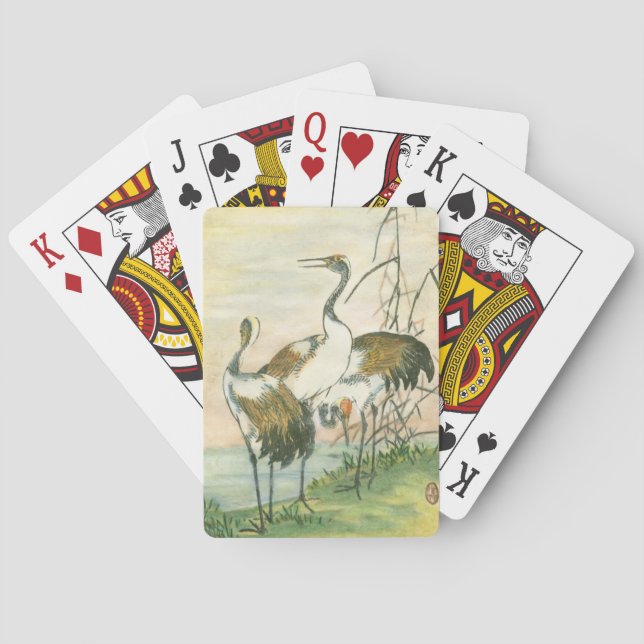 Baraja De Cartas Grullas orientales por el agua (Reverso)