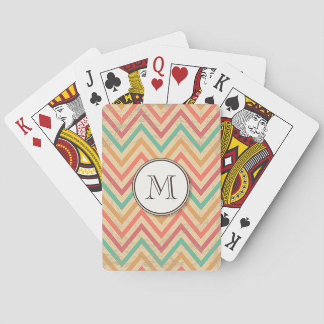 Baraja De Cartas Grunge arcoiris Zigzag Chevron Stripes (Reverso)