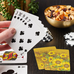 Baraja De Cartas Grunge Sunflower Art Negrita Floral Rústica Amaril