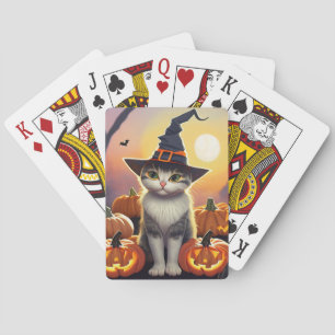 Baraja De Cartas Guapo lindo gato de Halloween