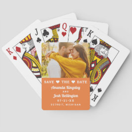 Baraja De Cartas Guardar la fecha naranja foto de boda personalizad