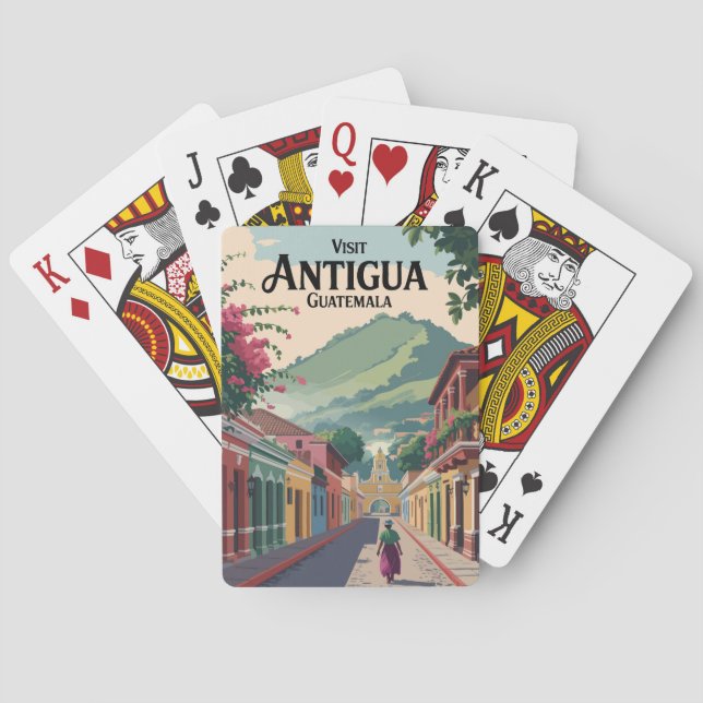 Baraja De Cartas Guatemala Antigua cosecha de arte de viajes del Il (Reverso)