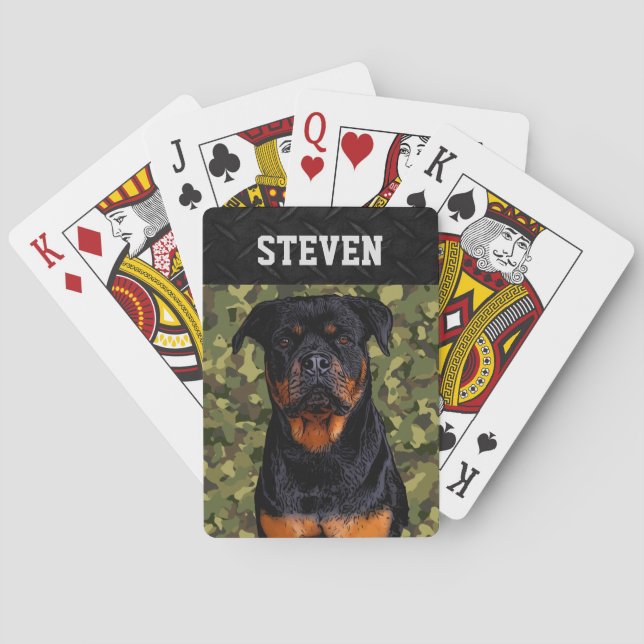 Baraja De Cartas Guay Camo Rottweiler Dog Animal Rugged Name (Reverso)
