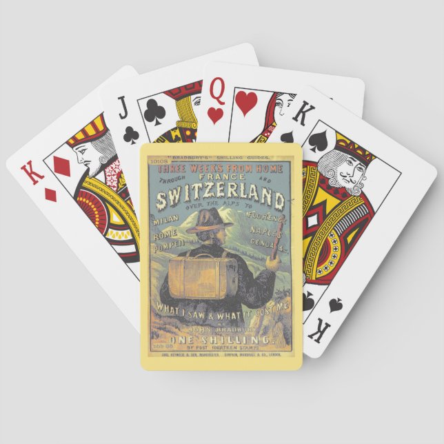 Baraja De Cartas Guía turística de Suiza Arte de portada de época (Reverso)