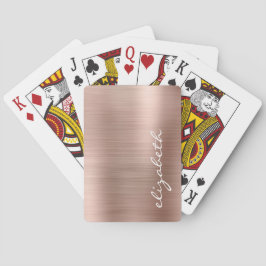 Baraja De Cartas Guion de firma de metal cepillado en oro rosa