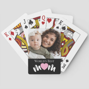 Baraja De Cartas Guión de foto del corazón de la mejor mamá del mun