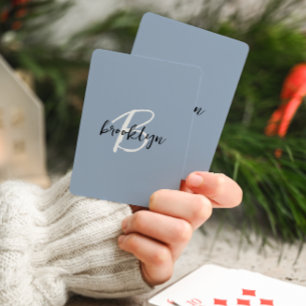Baraja De Cartas Guion de Monograma Azul Polvoriento