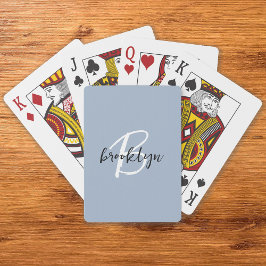 Baraja De Cartas Guion de Monograma Azul Polvoriento