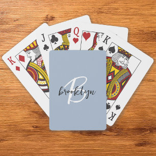 Baraja De Cartas Guion de Monograma Azul Polvoriento
