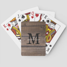 Baraja De Cartas Guión de monograma marrón rústico personalizado 