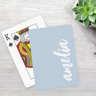 Baraja De Cartas Guión de nombre personalizado azul polvoriento y b