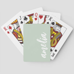 Baraja De Cartas Guión de nombre personalizado color claro verde y 
