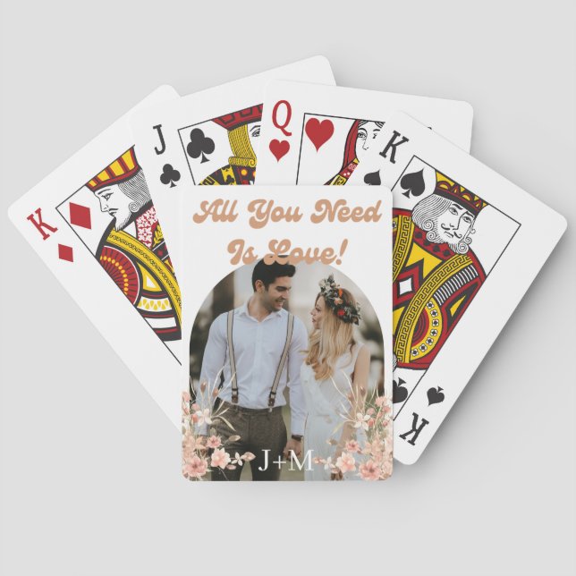 Baraja De Cartas guion retro arco boda fotográfico botánico boho (Reverso)