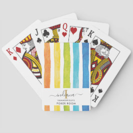 Baraja De Cartas Guiones de arco iris multicolor Monograma