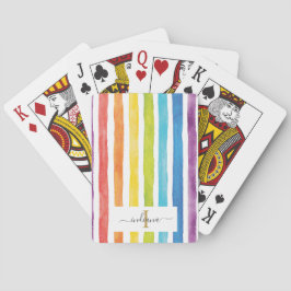 Baraja De Cartas Guiones de arco iris multicolor Monograma