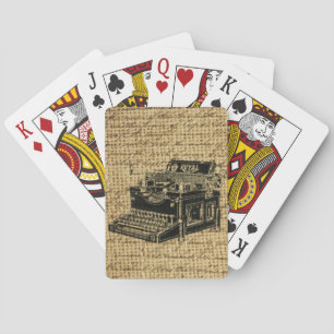Baraja De Cartas guiones de periodista burlap máquina antigua