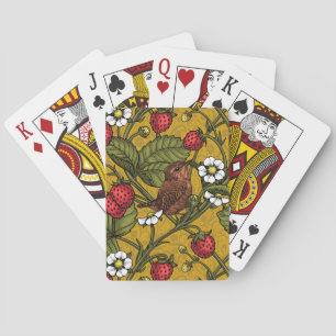 Baraja De Cartas Guirnaldas y fresas en mostaza