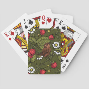 Baraja De Cartas Guirnaldas y fresas en verde oscuro
