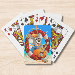 Baraja De Cartas Guitarra De Playa Tropical Jugando Koala